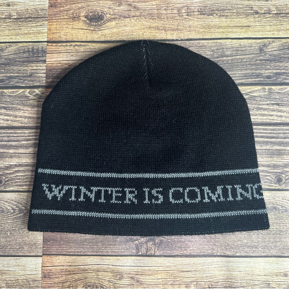 EUC Game of Thrones "Winter is Coming" Black Beanie ONE SIZE